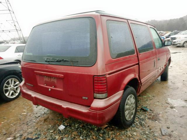 2P4GH4533RR681142 - 1994 PLYMOUTH VOYAGER SE RED photo 4