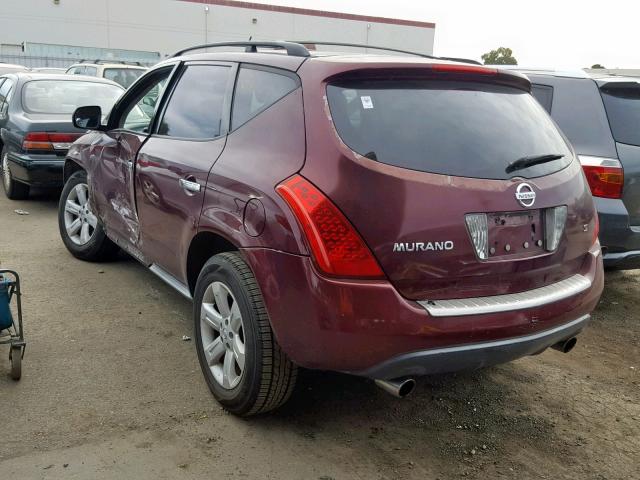 JN8AZ08T96W420861 - 2006 NISSAN MURANO BURGUNDY photo 3