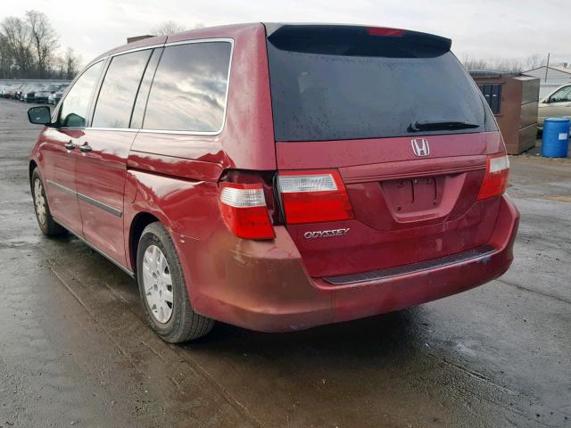 5FNRL38286B105613 - 2006 HONDA ODYSSEY LX RED photo 3