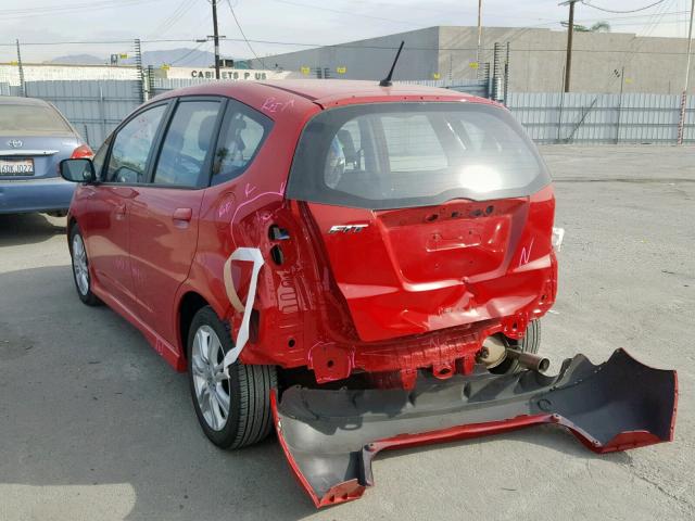 JHMGE88489S004688 - 2009 HONDA FIT SPORT RED photo 3