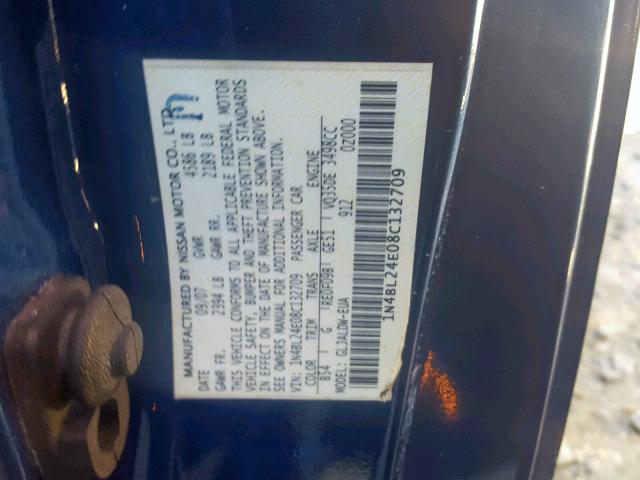 1N4BL24E08C132709 - 2008 NISSAN ALTIMA 3.5 BLUE photo 10