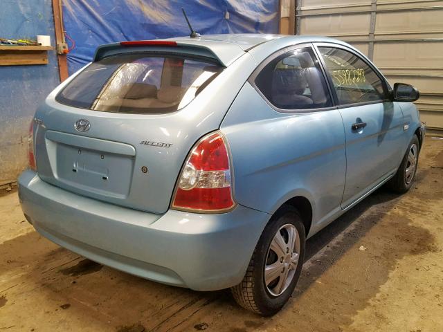 KMHCM36C78U059129 - 2008 HYUNDAI ACCENT GS BLUE photo 4