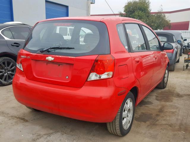 KL1TD62615B454136 - 2005 CHEVROLET AVEO BASE 红色 照片 4