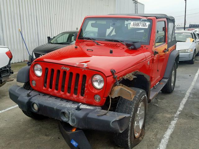 1C4GJWAG4GL122475 - 2016 JEEP WRANGLER S RED photo 2