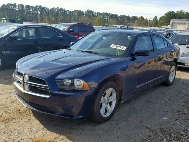 2C3CDXBG5EH353488 - 2014 DODGE CHARGER SE BLUE photo 2