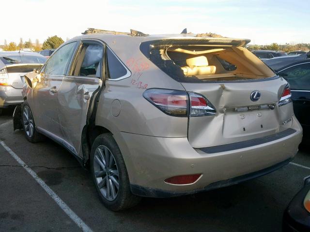 2T2BC1BA6FC005886 - 2015 LEXUS RX 450H BEIGE photo 3