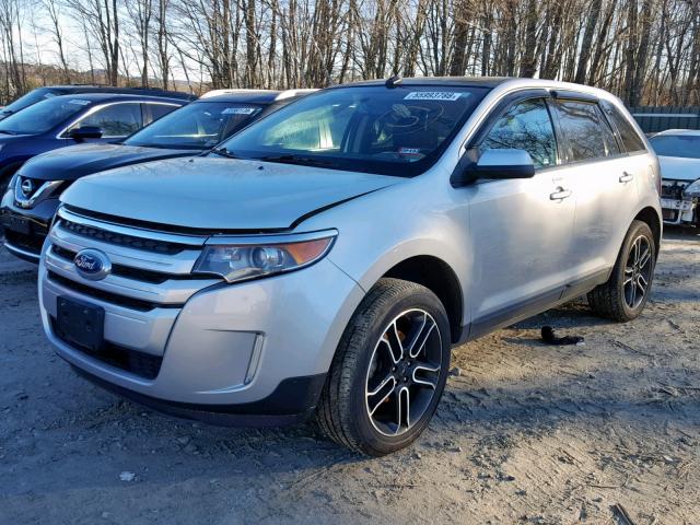 2FMDK4JC0EBA66206 - 2014 FORD EDGE SEL SILVER photo 2