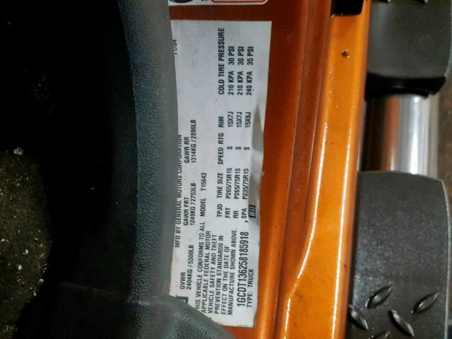 1GCDT136258185918 - 2005 CHEVROLET COLORADO ORANGE photo 10