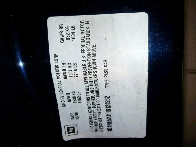 1G1NE52J116120262 - 2001 CHEVROLET MALIBU LS 蓝色 照片 10