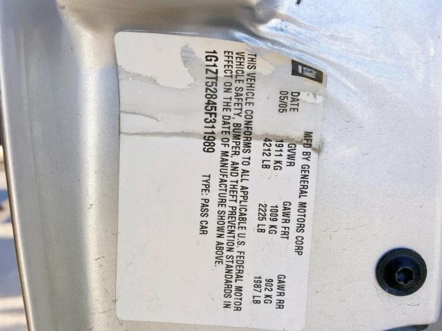 1G1ZT52845F311989 - 2005 CHEVROLET MALIBU LS SILVER photo 10