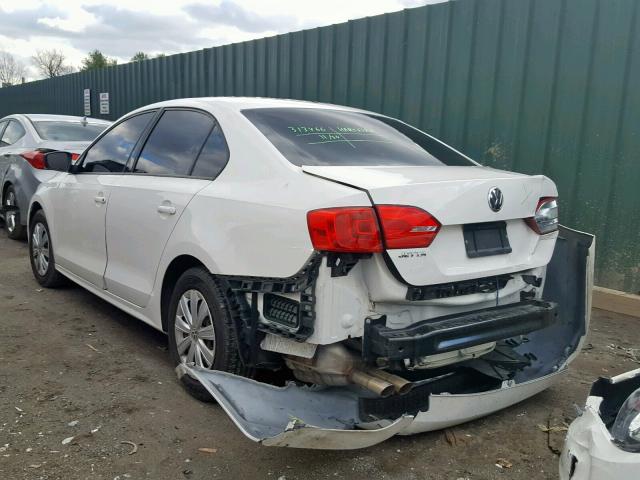 3VW2K7AJ0CM363979 - 2012 VOLKSWAGEN JETTA BASE WHITE photo 3