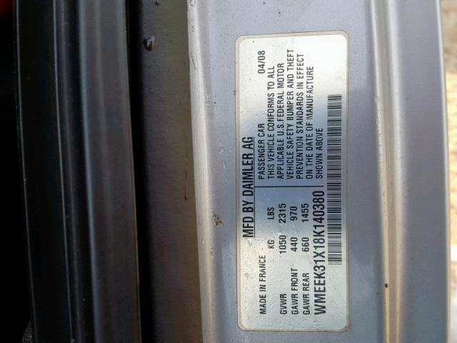 WMEEK31X18K140380 - 2008 SMART FORTWO PAS 红色 照片 10