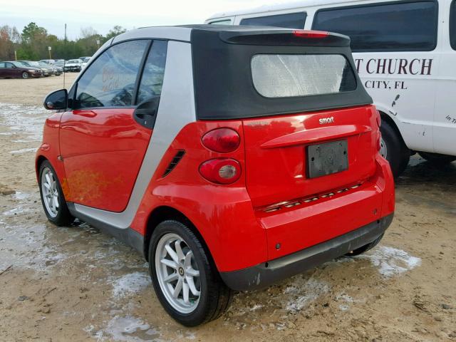 WMEEK31X18K140380 - 2008 SMART FORTWO PAS RED photo 3