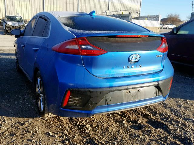 KMHC05LC7HU029284 - 2017 HYUNDAI IONIQ HEV BLUE photo 3