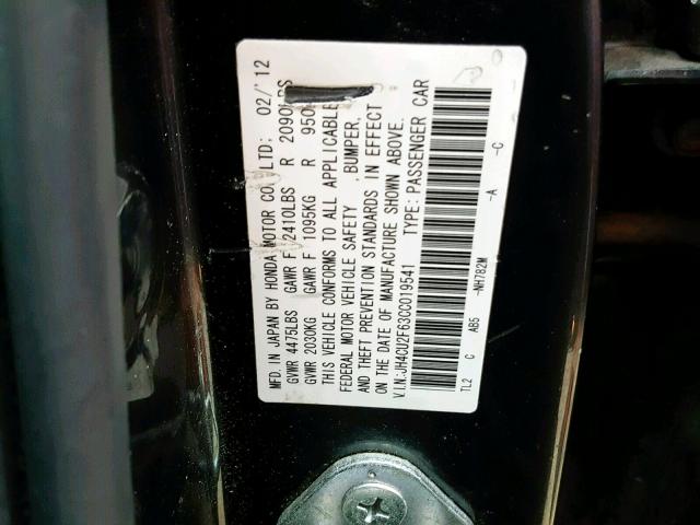 JH4CU2F63CC019541 - 2012 ACURA TSX TECH CHARCOAL photo 10