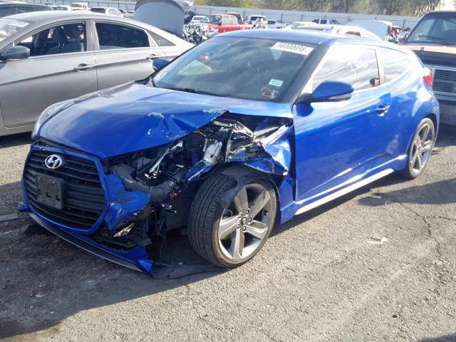 KMHTC6AE4FU224855 - 2015 HYUNDAI VELOSTER T BLUE photo 2