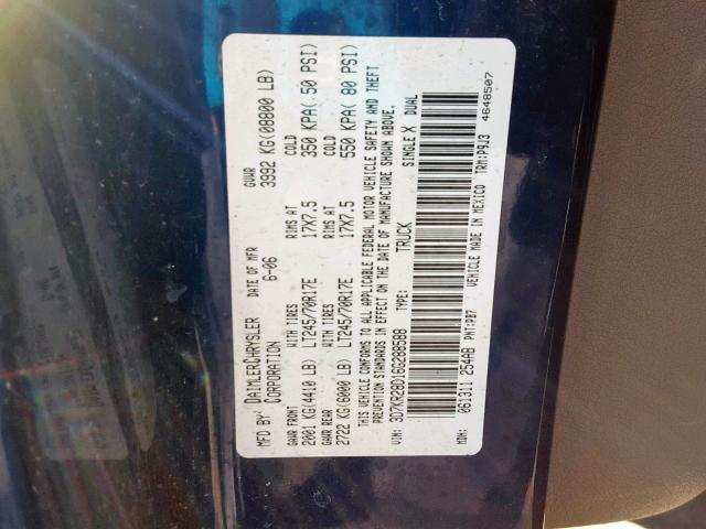 3D7KR28D16G288588 - 2006 DODGE RAM 2500 S 白色 照片 10