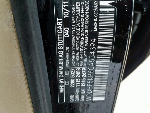 WDDHF5KB6CA534394 - 2012 MERCEDES-BENZ E 350 BLACK photo 10