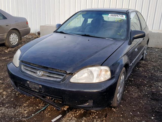 2HGEJ6345XH108318 - 1999 HONDA CIVIC DX BLACK photo 2