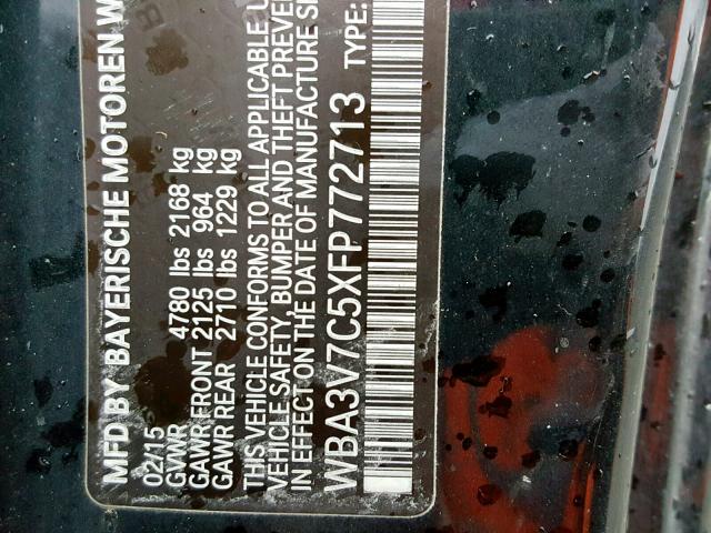 WBA3V7C5XFP772713 - 2015 BMW 428 I BLACK photo 10