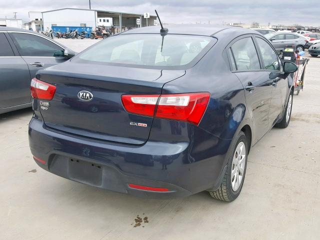 KNADN4A39E6342695 - 2014 KIA RIO EX BLUE photo 4