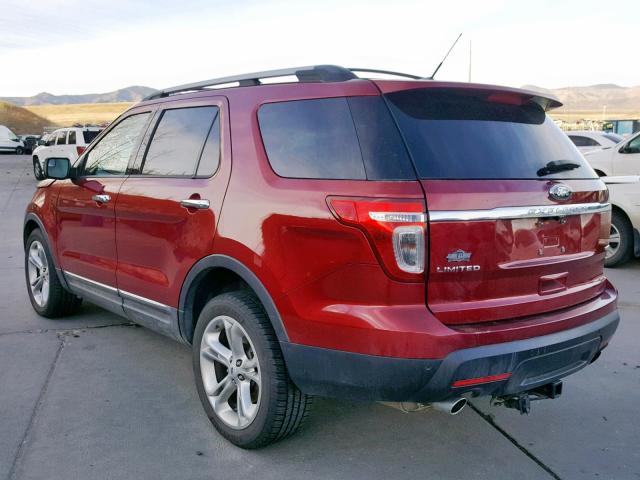 1FM5K8F80EGB00590 - 2014 FORD EXPLORER L BURGUNDY photo 3