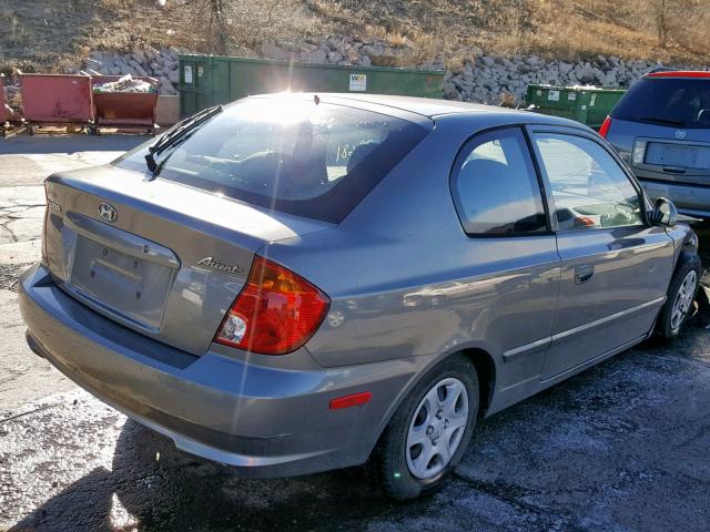 KMHCG35C53U273439 - 2003 HYUNDAI ACCENT GL GRAY photo 4