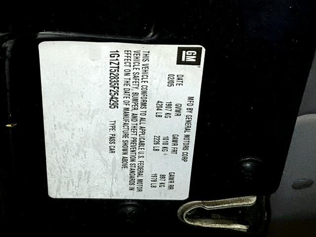 1G1ZT52835F254295 - 2005 CHEVROLET MALIBU LS 蓝色 照片 10