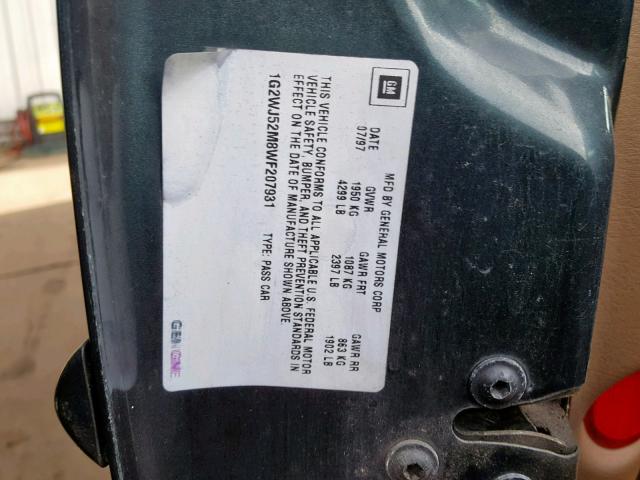 1G2WJ52M8WF207931 - 1998 PONTIAC GRAND PRIX GREEN photo 10