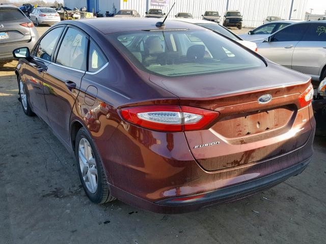 3FA6P0H7XGR102994 - 2016 FORD FUSION SE BROWN photo 3