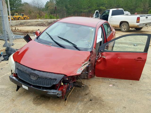 1NXBU40EX9Z007958 - 2009 TOYOTA COROLLA BA RED photo 2