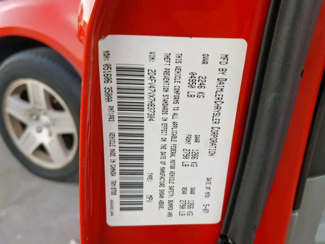 2D4FV47VX7H837304 - 2007 DODGE MAGNUM SXT RED photo 10