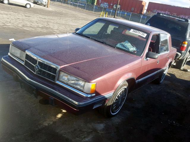 1B3XC56RXLD828726 - 1990 DODGE DYNASTY LE MAROON photo 2