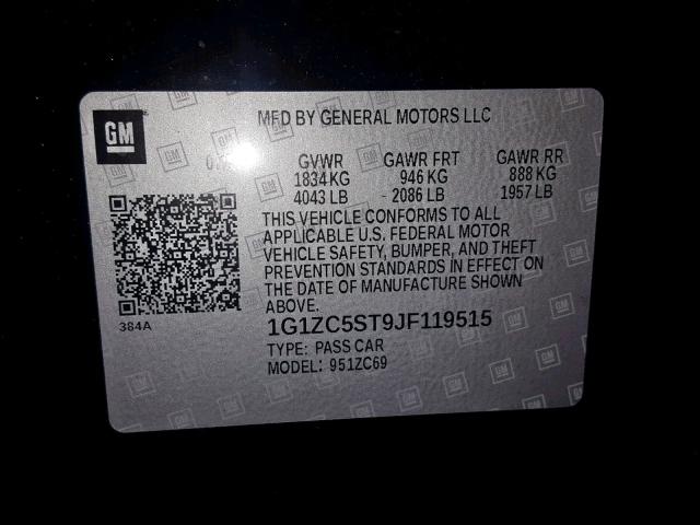 1G1ZC5ST9JF119515 - 2018 CHEVROLET MALIBU LS 黑色 照片 10