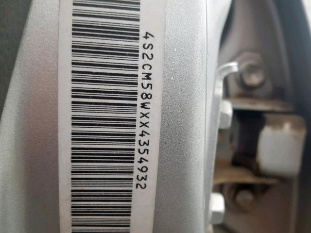 4S2CM58WXX4354932 - 1999 ISUZU RODEO S SILVER photo 10