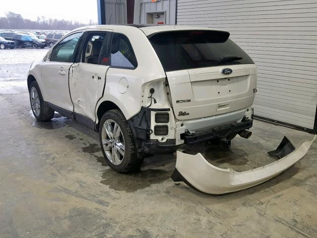 2FMDK4JC9DBB85435 - 2013 FORD EDGE SEL WHITE photo 3