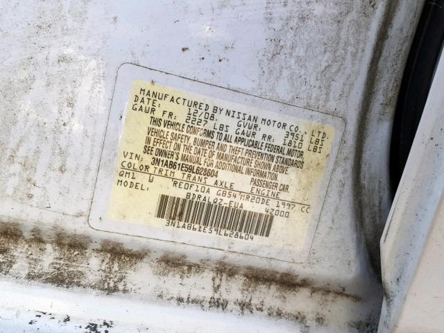 3N1AB61E59L628604 - 2009 NISSAN SENTRA 2.0 WHITE photo 10