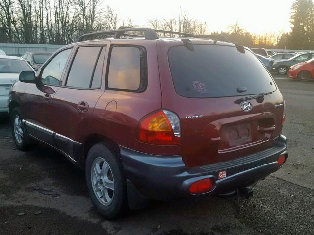 KM8SC83D41U121262 - 2001 HYUNDAI SANTA FE BURGUNDY photo 3