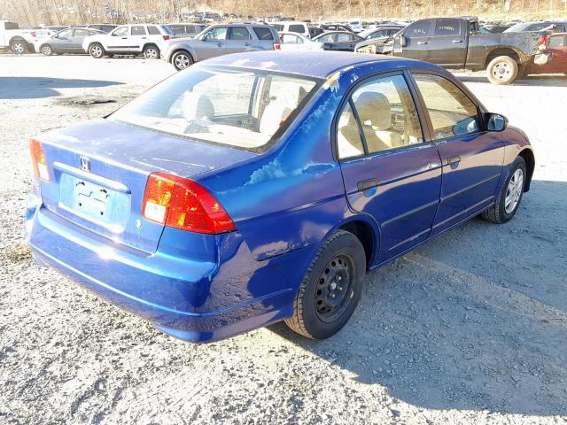 2HGES16305H574805 - 2005 HONDA CIVIC DX V BLUE photo 4