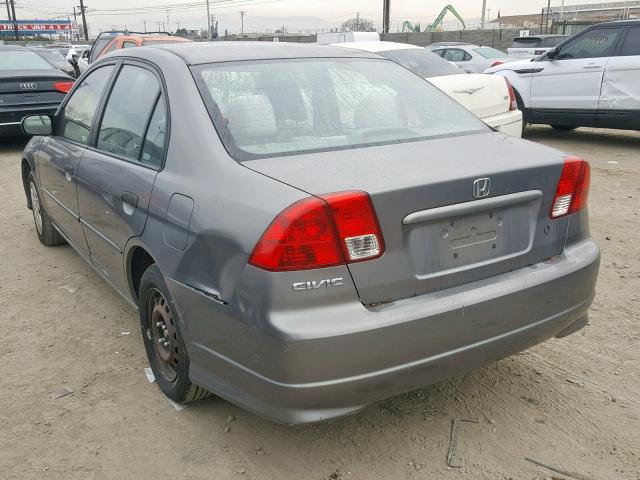 1HGES16375L015657 - 2005 HONDA CIVIC DX V GRAY photo 3