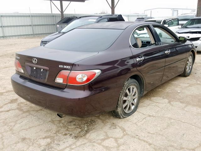 JTHBF30G120046279 - 2002 LEXUS ES 300 MAROON photo 4