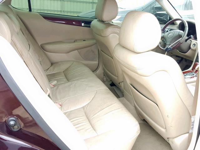 JTHBF30G120046279 - 2002 LEXUS ES 300 MAROON photo 6