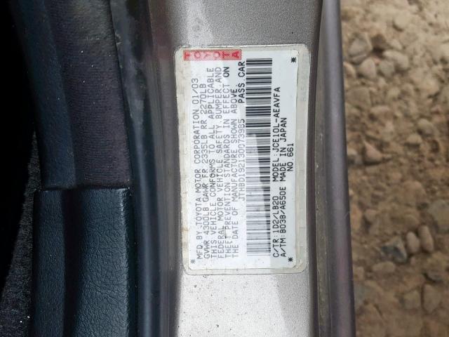 JTHBD192130073985 - 2003 LEXUS IS 300 SILVER photo 10