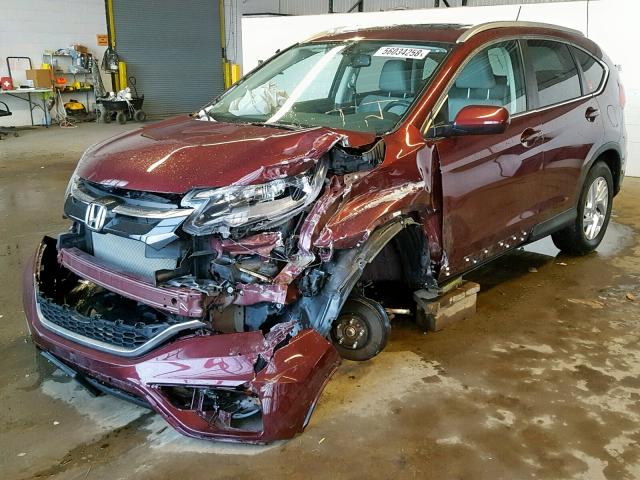 2HKRM4H77FH623762 - 2015 HONDA CR-V EXL MAROON photo 2