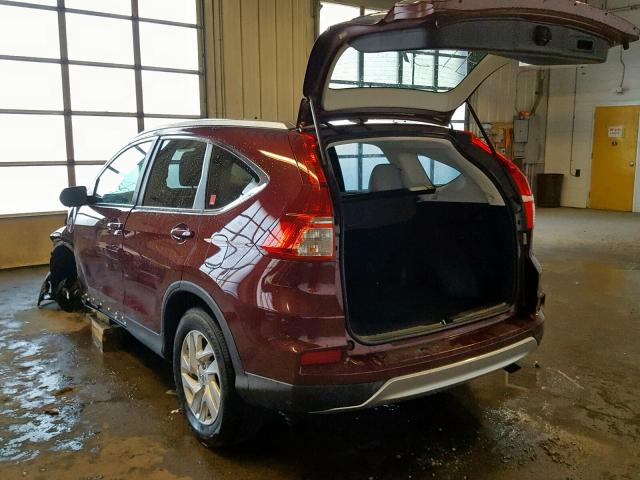 2HKRM4H77FH623762 - 2015 HONDA CR-V EXL MAROON photo 3