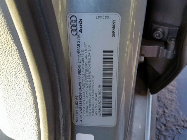 WAUHGAFC3CN162019 - 2012 AUDI A6 PRESTIG SILVER photo 10