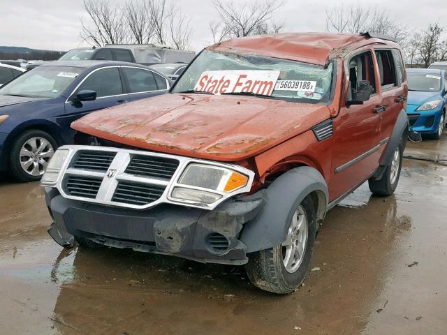 1D8GT28K57W592365 - 2007 DODGE NITRO SXT ORANGE photo 2