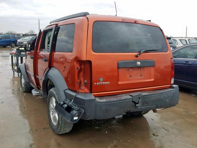 1D8GT28K57W592365 - 2007 DODGE NITRO SXT ORANGE photo 3