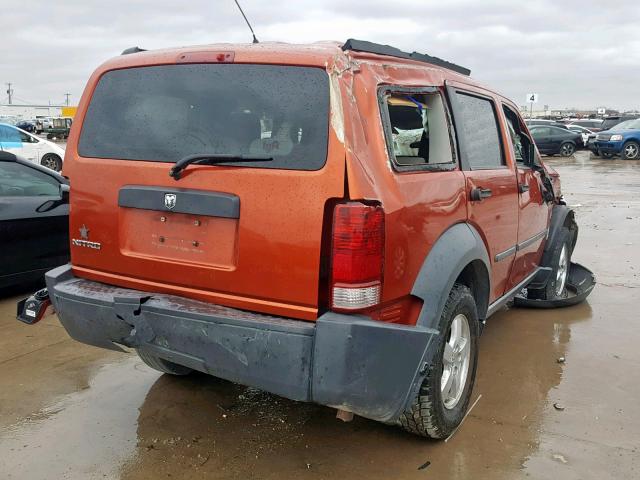 1D8GT28K57W592365 - 2007 DODGE NITRO SXT ORANGE photo 4