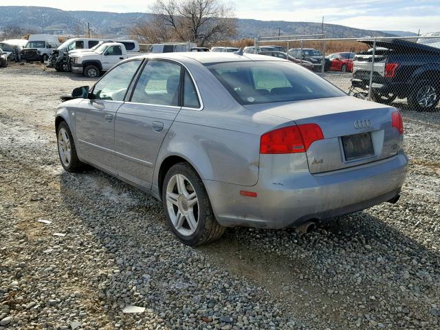 WAUDF78E27A098538 - 2007 AUDI A4 2.0T QU SILVER photo 3